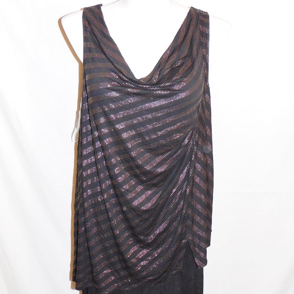 18/20 Lane Bryant Black Gold Polka Dot Top NWOT